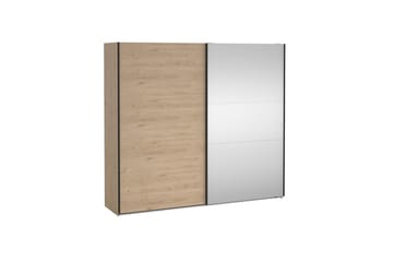 Takeru Garderobe med Speil 244x221 cm - Natur - Oppbevaring - Garderober & garderobesystem