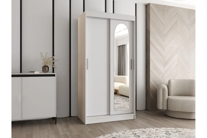 Tallmo Garderobe Med Speil 100x200 cm - Oppbevaring - Garderober & garderobesystem