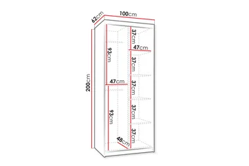 Tallmo Garderobe Med Speil 100x200 cm - Oppbevaring - Garderober & garderobesystem