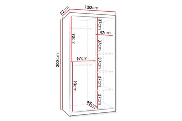 Tallmo Garderobe Med Speil 120x200 cm - Oppbevaring - Garderober & garderobesystem
