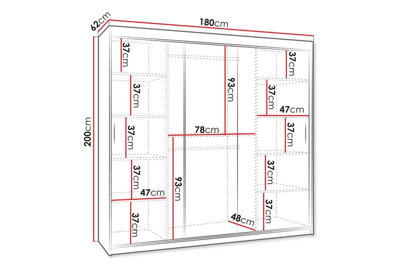 Tallmo Garderobe Med Speil 180x200 cm - Oppbevaring - Garderober & garderobesystem