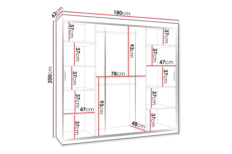 Tallmo Garderobe Med Speil 180x200 cm - Oppbevaring - Garderober & garderobesystem