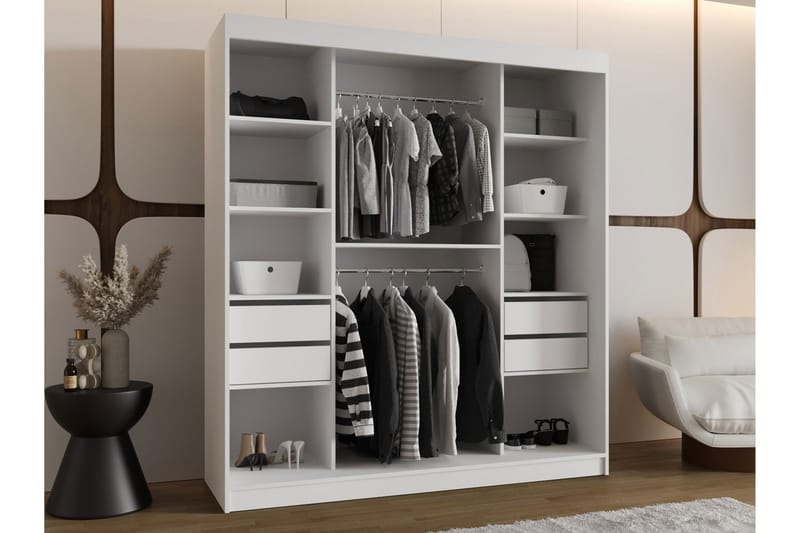 Tallmo Garderobe Med Speil 180x200 cm - Oppbevaring - Garderober & garderobesystem