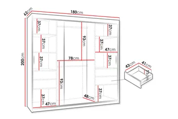 Tallmo Garderobe Med Speil 180x200 cm - Oppbevaring - Garderober & garderobesystem