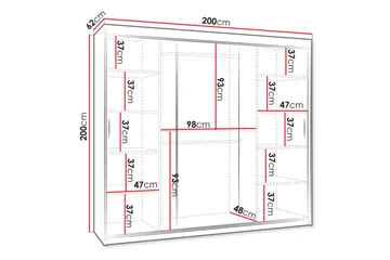 Tallmo Garderobe Med Speil 200x200 cm - Oppbevaring - Garderober & garderobesystem