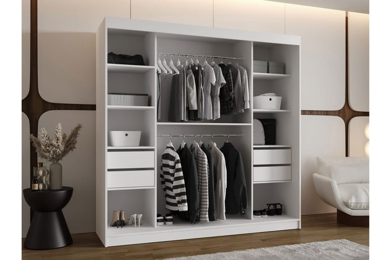 Tallmo Garderobe Med Speil 200x200 cm - Oppbevaring - Garderober & garderobesystem