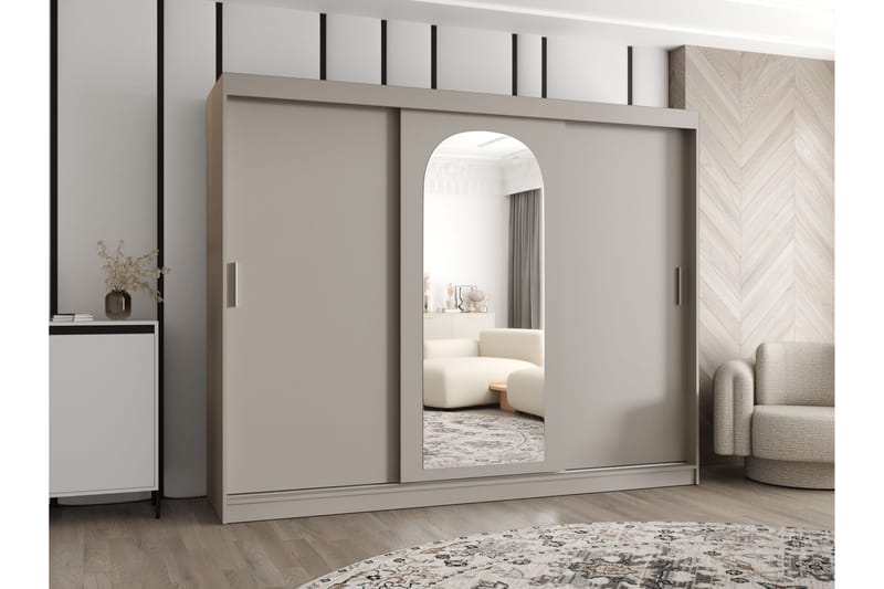 Tallmo Garderobe Med Speil 250x200 cm - Brun/Beige - Oppbevaring - Garderober & garderobesystem