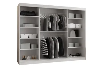 Tallmo Garderobe Med Speil 250x200 cm - Hvit/Grå - Oppbevaring - Garderober & garderobesystem