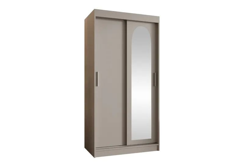 Tallmo Garderobeskap med Speil 100x200 cm i Tre, Beige