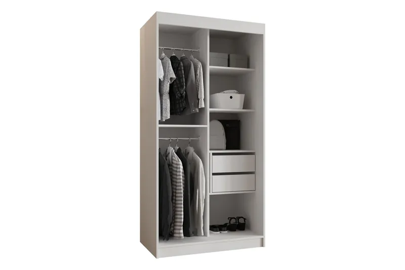 Tallmo Garderobeskap med Speil 100x200 cm i Tre - Greige - Oppbevaring - Garderober & garderobesystem