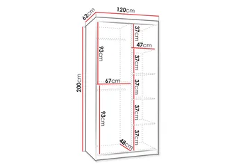 Tallmo Garderobeskap med Speil 120x200 cm i Malt Tre - Greige - Oppbevaring - Garderober & garderobesystem