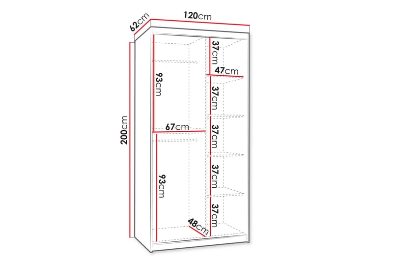 Tallmo Garderobeskap med Speil 120x200 cm i Malt Tre - Greige - Oppbevaring - Garderober & garderobesystem
