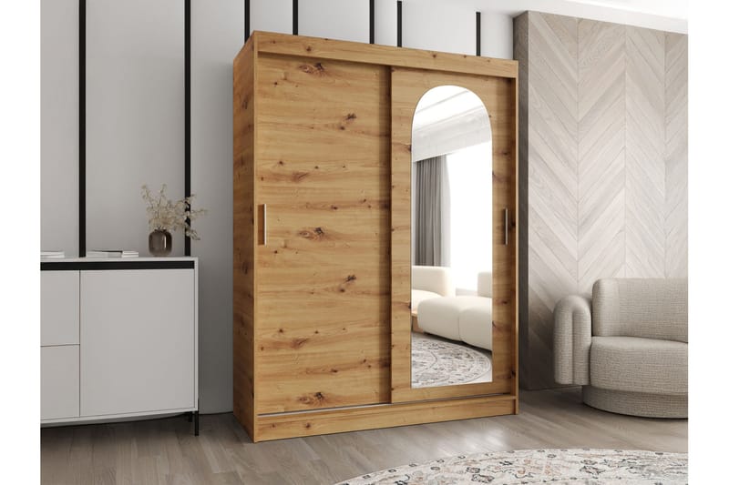 Tallmo Garderobeskap med Speil 150x200 cm i Tre - Brun - Oppbevaring - Garderober & garderobesystem