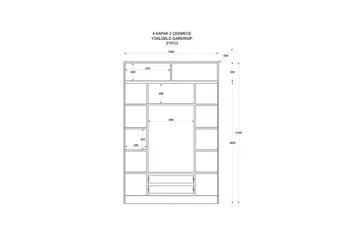 Talren Garderobe 140x210 cm - Matt Hvit - Oppbevaring - Garderober & garderobesystem