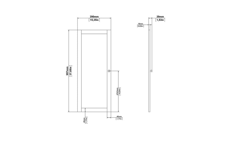 Trysil Dør til Bokhylle 39x95,7 cm - Hvit - Oppbevaring - Hylle