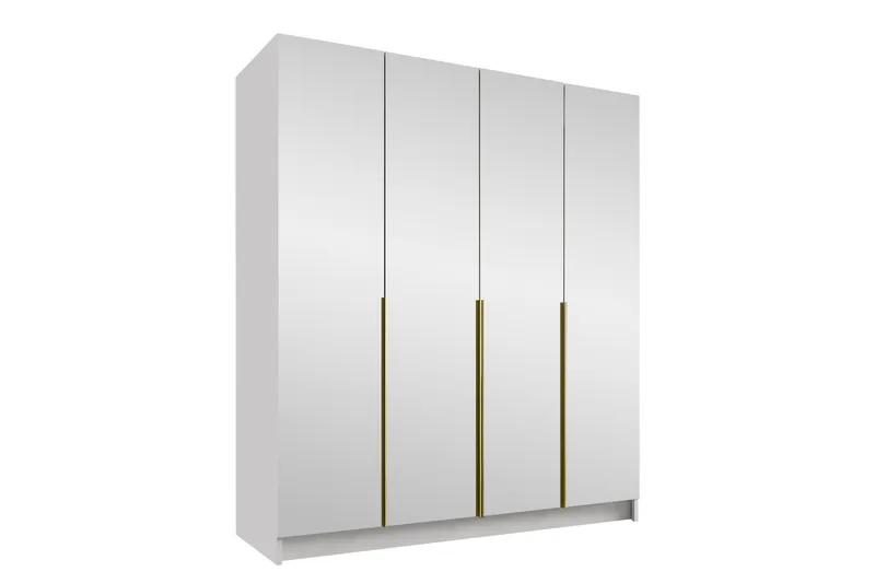 Vadstena Garderob med Speil 200 cm, Hvit/Gull