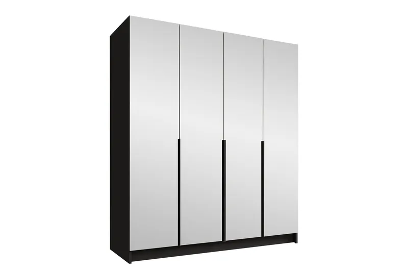 Vadstena Garderob med Speil 200 cm, Svart