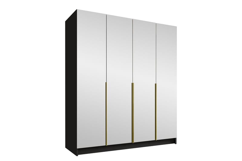 Vadstena Garderob med Speil 200 cm, Svart/Gull