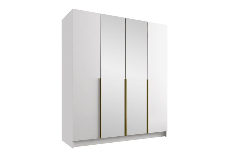Vadstena Garderobe med Speil 200 cm, Hvit/Gull