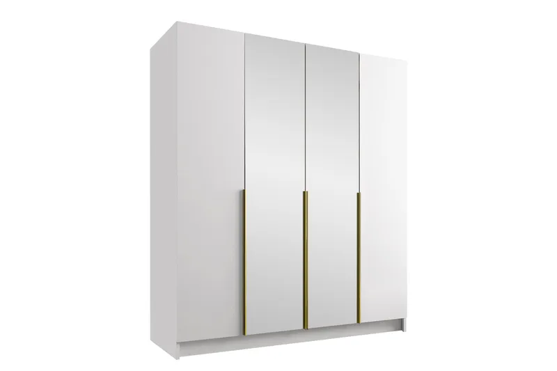 Vadstena Garderobe med Speil 200 cm, Hvit/Gull