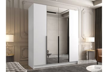 Vadstena Garderobe med Speil 200 cm - Hvit/Svart - Oppbevaring - Garderober & garderobesystem
