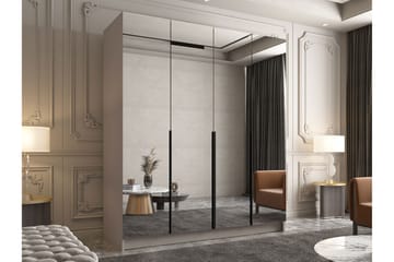 Vadstena Garderobe med Speil 200 cm - Kashmir/Svart - Oppbevaring - Garderober & garderobesystem