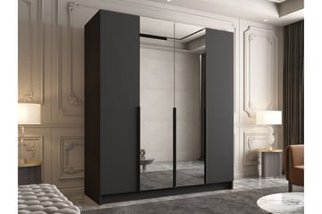 Vadstena Garderobe med Speil 200 cm - Svart - Oppbevaring - Garderober & garderobesystem