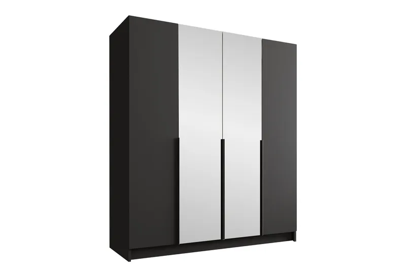 Vadstena Garderobe med Speil 200 cm, Svart