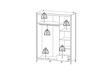 Vallvidera Garderobe med Speil 150x199 cm - Beige - Oppbevaring - Garderober & garderobesystem