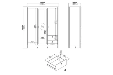 Vallvidera Garderobe med Speil 150x199 cm - Beige - Oppbevaring - Garderober & garderobesystem