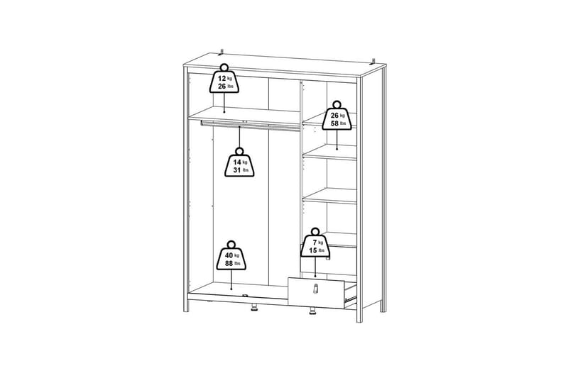 Vallvidera Garderobe med Speil 150x199 cm - Beige - Oppbevaring - Garderober & garderobesystem