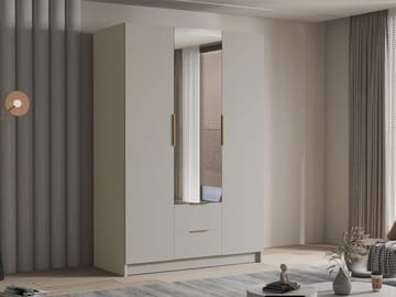 Varros Garderobeskapeskap med speil 150x216 cm - Beige - Oppbevaring - Garderober & garderobesystem