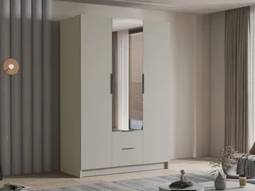 Varros Garderobeskapeskap med speil 150x216 cm - Beige - Oppbevaring - Garderober & garderobesystem