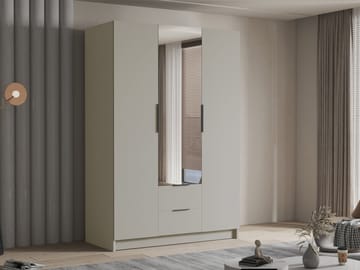 Varros Garderobeskapeskap med speil 150x216 cm - Beige - Oppbevaring - Garderober & garderobesystem