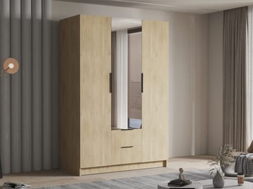 Varros Garderobeskapeskap med speil 150x216 cm - Brun - Oppbevaring - Garderober & garderobesystem