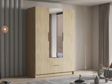 Varros Garderobeskapeskap med speil 150x216 cm - Brun - Oppbevaring - Garderober & garderobesystem