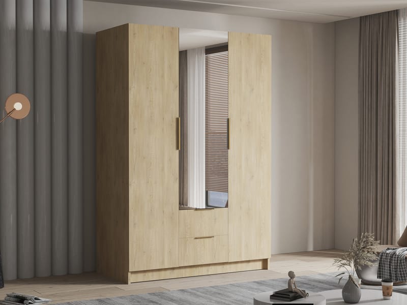 Varros Garderobeskapeskap med speil 150x216 cm - Brun - Oppbevaring - Garderober & garderobesystem