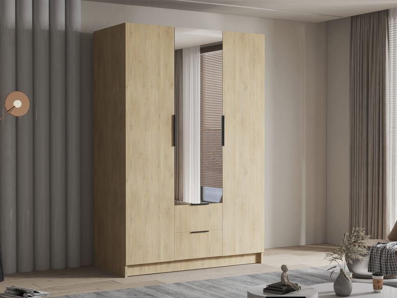 Varros Garderobeskapeskap med speil 150x216 cm - Brun - Oppbevaring - Garderober & garderobesystem