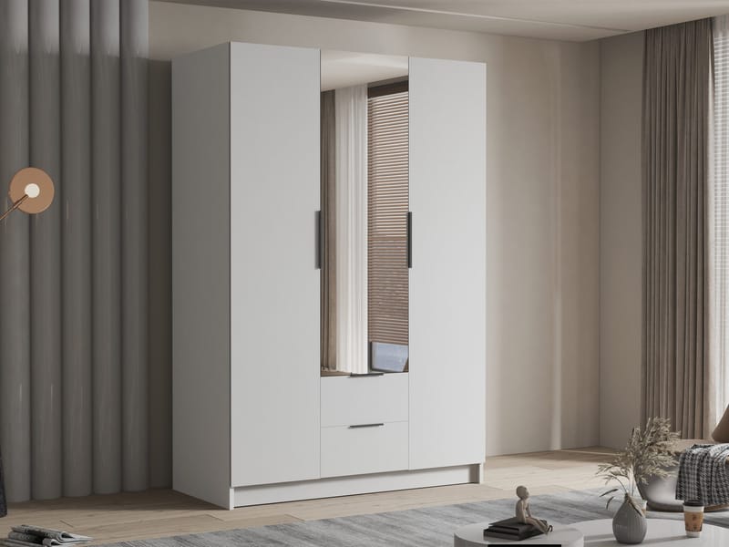 Varros Garderobeskapeskap med speil 150x216 cm - Hvit - Oppbevaring - Garderober & garderobesystem