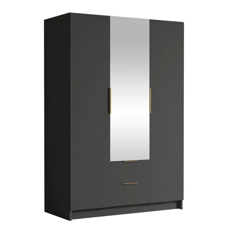 Varros Garderobeskapeskap med speil 150x216 cm - Svart - Oppbevaring - Garderober & garderobesystem