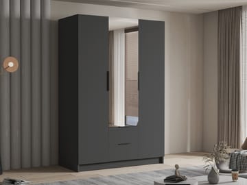 Varros Garderobeskapeskap med speil 150x216 cm - Svart - Oppbevaring - Garderober & garderobesystem