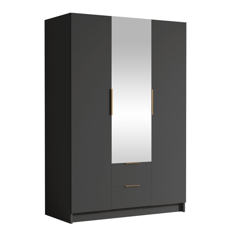 Varros Garderobeskapeskap med speil 150x216 cm - Svart - Oppbevaring - Garderober & garderobesystem