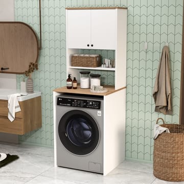 Vaskemaskinskap Hanah Home Nord (65,8 x 183,6 x 60 cm) White Oak - Hvit og eik - Oppbevaring - Oppbevaring til baderom