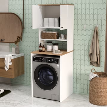 Vaskemaskinskap Hanah Home Nord (65,8 x 183,6 x 60 cm) White Oak - Hvit og eik - Oppbevaring - Oppbevaring til baderom