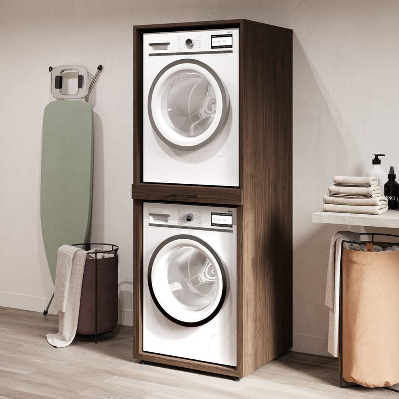 Vaskemaskin/tørketrommel-skap Aza 1 Hylle - Valnøtt Villa - Oppbevaring - Oppbevaring til baderom