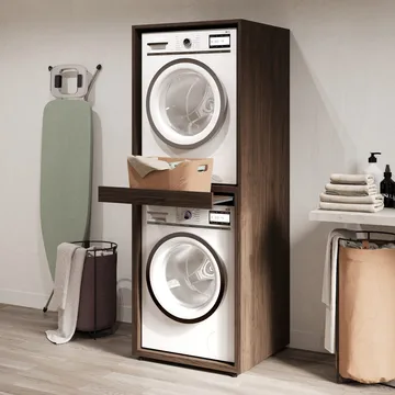 Vaskemaskin/tørketrommel-skap Aza 1 Hylle - Valnøtt Villa - Oppbevaring - Oppbevaring til baderom