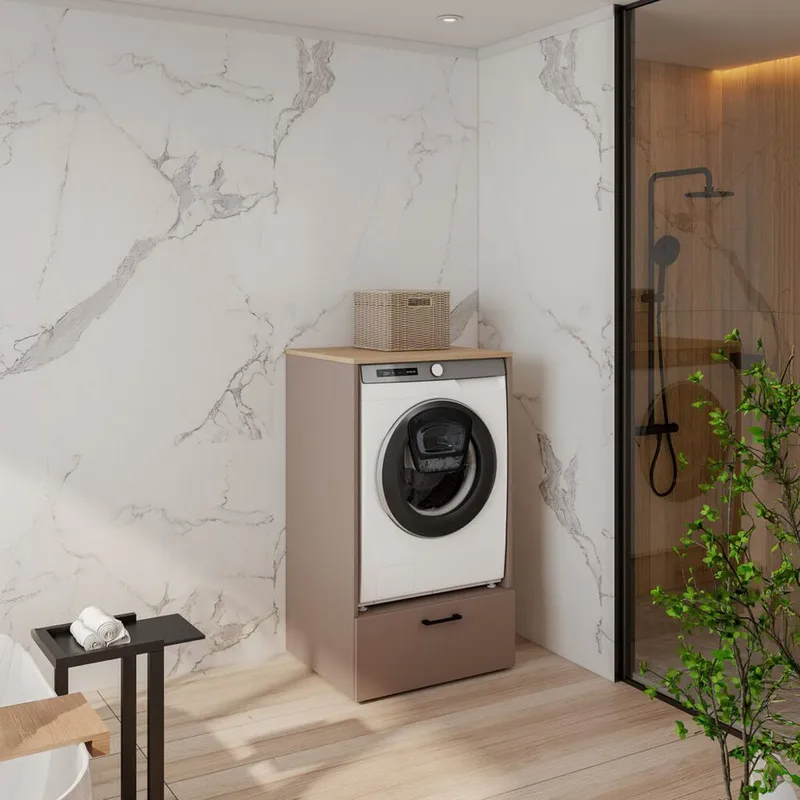 Vaskemaskin/tørketrommel-skap Rosa med 1 skuff - Oppbevaring - Oppbevaring til baderom