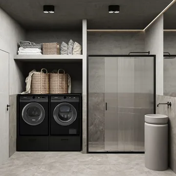 Vaskemaskin/tørketrommel-skap Rosa med 2 skuffer - Svart onyx - Oppbevaring - Oppbevaring til baderom