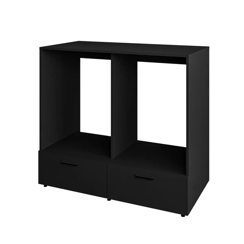 Vaskemaskin/tørketrommel-skap Rosa med 2 skuffer, Svart onyx