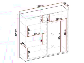 Veylan Garderobeskap med speil 201x199 cm - hvit - Oppbevaring - Garderober & garderobesystem
